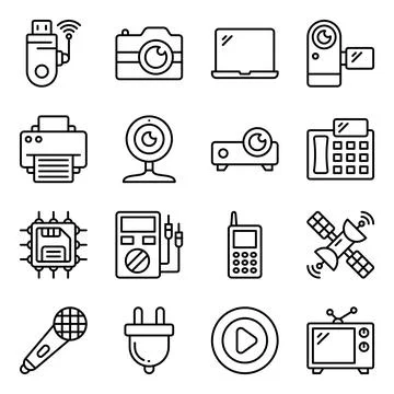 Pack of Appliance and Electronic Linear Icons Stock Illustration