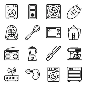 Pack of Appliance Linear Icons Illustrazione stock