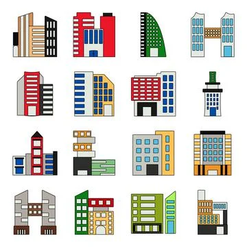Pack of Architecture and Establishment Flat Icons Stock-Illustration