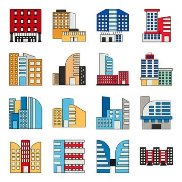 Pack of Architecture Flat Icons Illustrazione stock