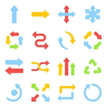 Pack of Arrows Flat Icons Stock Illustration