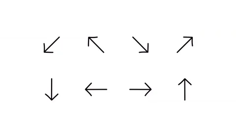 Pack of arrows icons, arrow up, down, left, right, pointer, directions Vídeo Stock 303940101