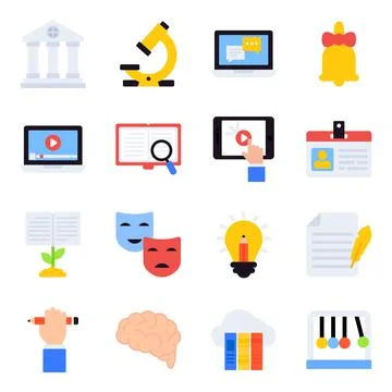 Pack of Article Writing Flat Icons Stock-Illustration