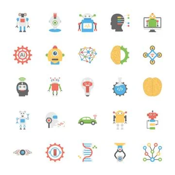 Pack of Artificial Intelligence In Flat Design Stock Illustration