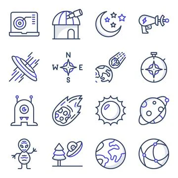 Pack of Astrophysics Flat Icons Stock Illustration