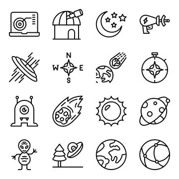 Pack of Astrophysics Linear Icons Stock Illustration