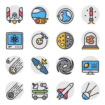 Pack of Atom Flat Icons Stock-Illustration