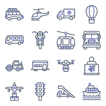 Pack of Automobile Flat Icons Stock-Illustration