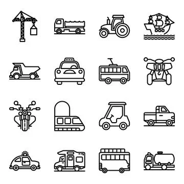 Pack of Automobile Linear Icons Stock Illustration