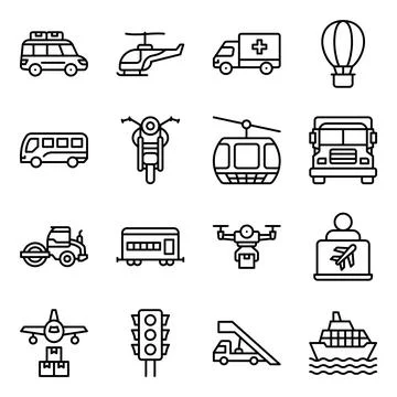 Pack of Automobile Linear Icons Stock Illustration