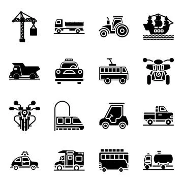 Pack of Automobile Solid Icons Illustrazione stock