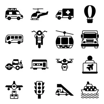 Pack of Automobile Solid Icons Illustrazione stock