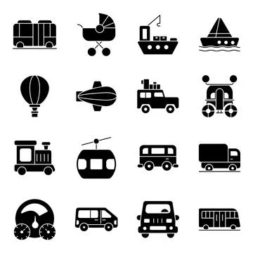 Pack of Automotives Solid Icons Illustrazione stock