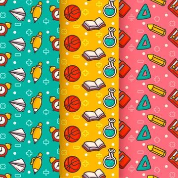 Pack of back to school pattern Stock Illustration