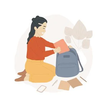Pack a backpack abstract concept vector illustration. Stock Illustration