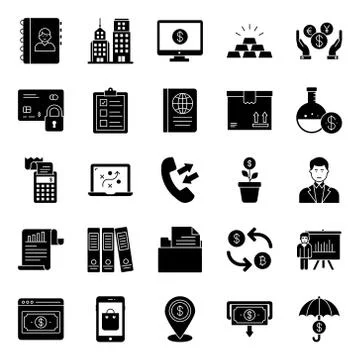 Pack of Banking and Finance Solid Icons Illustration