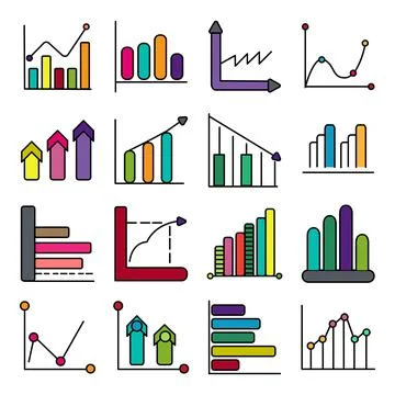 Pack of Bar Chart Flat Icons Stock Illustration