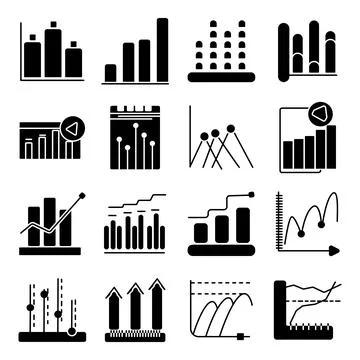 Pack of Bar Chart Glyph  Icons Illustrazione stock