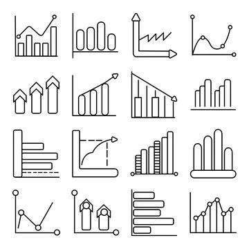 Pack of Bar Chart linear  Icons Illustrazione stock