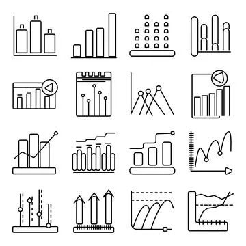 Pack of Bar Chart linear  Icons Illustrazione stock