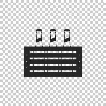 Pack of beer bottles icon isolated on transparent background. Case crate beer 库存插图