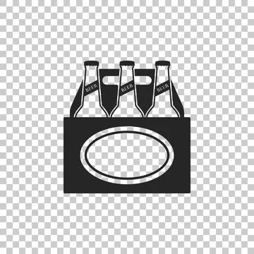 Pack of beer bottles icon isolated on transparent background. Case crate beer 스톡 일러스트