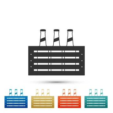 Pack of beer bottles icon isolated on white background. Case crate beer box.. 스톡 일러스트
