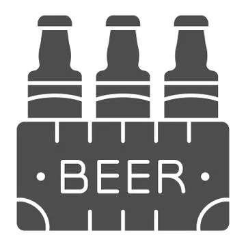 Pack of beer solid icon. Box of beer vector illustration isolated on white. Case Illustrazione stock