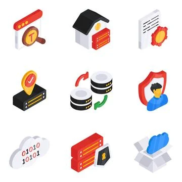 Pack of Big Data and Data Analytics Isometric Icon Stockillustratie