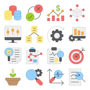Pack of Big Data and Infographic Flat Icons Stock-Illustration