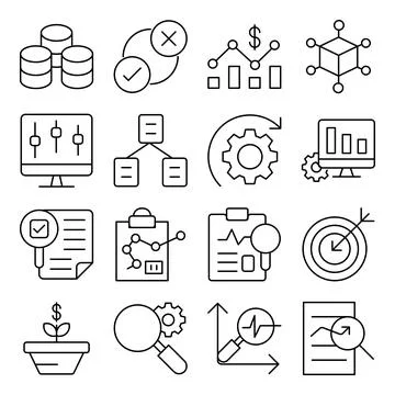 Pack of Big Data and Infographic Linear Icons Illustrazione stock