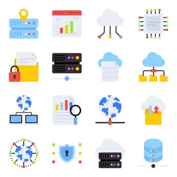 Pack of Big Data Flat Icons Stock-Illustration
