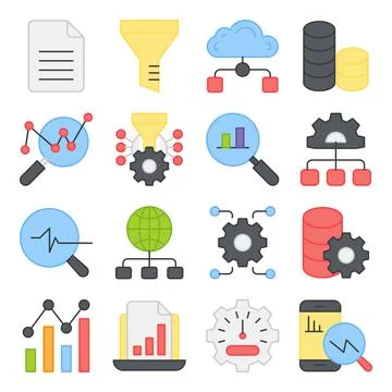 Pack of Big Data Flat Icons Stock Illustration