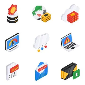 Pack of Big Data Isometric Icon イラスト素材