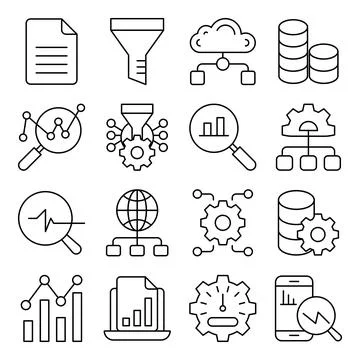 Pack of Big Data Linear Icons Stock-Illustration