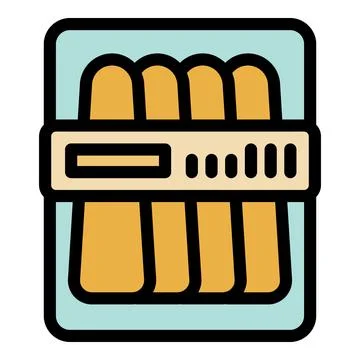 Pack of bread sticks wrapped in plastic packaging preserving freshness Stock Illustration