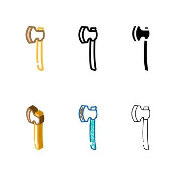 Pack broad axe hatchet color icon vector Stock Illustration