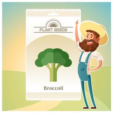 Pack of Broccoli seeds icon Stock Illustration