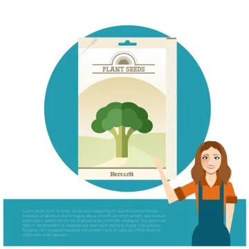 Pack of Broccoli seeds icon Stock Illustration