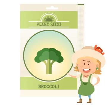 Pack of Broccoli seeds icon Illustrazione stock