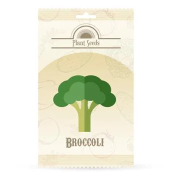 Pack of Broccoli seeds icon Stock Illustration