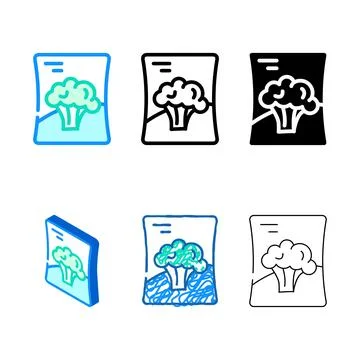 Pack of broccoli types color icon vector Stock Illustration