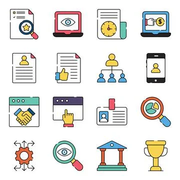 Pack of Business and Data Flat Icons Stock Illustration
