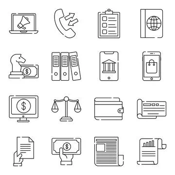 Pack of Business and Document Linear Icons Illustrazione stock