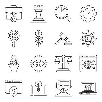 Pack of Business and Management Linear Icons Stock Illustration