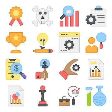 Pack of Business Data and Creativity Flat Icons Stock Illustration