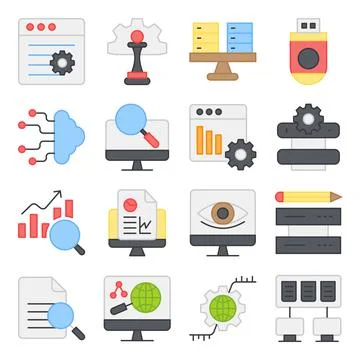 Pack of Business Data Flat Icons Stock Illustration