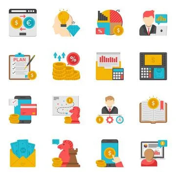 Pack of Business Flat Icon Illustrazione stock