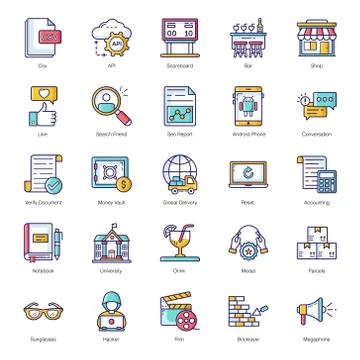 Pack Of Business Flat Icons 스톡 일러스트