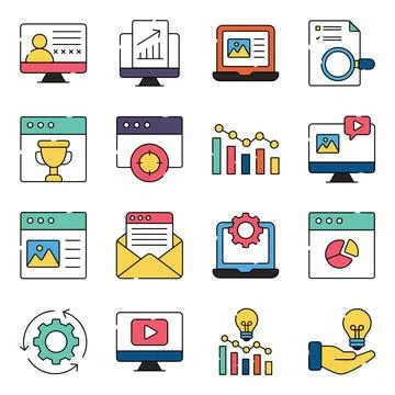 Pack of Business Flat Icons Illustrazione stock